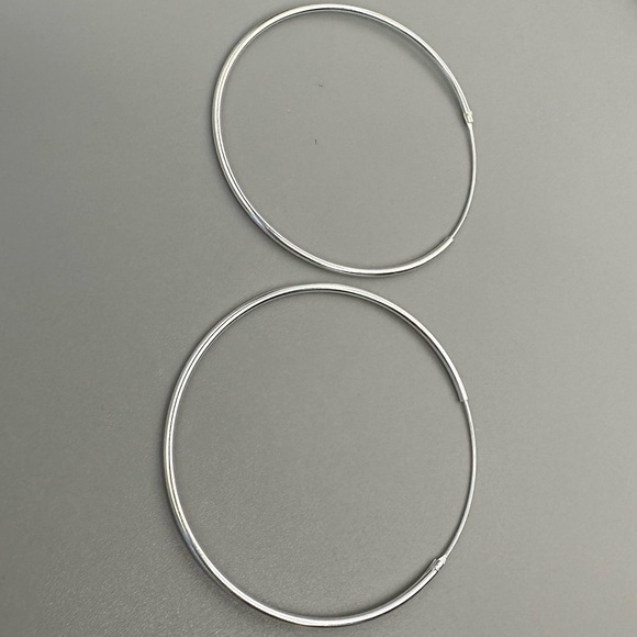 Sterling Silver Endless Hoop Earrings 40mm - Picture 10 of 10